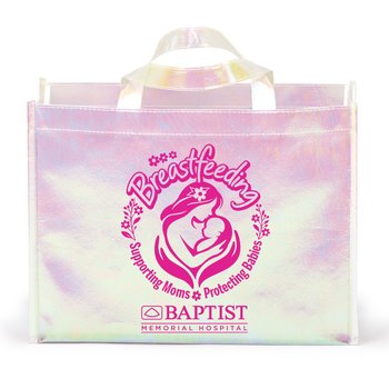 Breastfeeding: Supporting Moms, Protecting Babies Pearlescent Laminated Non-Woven Tote Bag - One-Color Personalization Available from Positive Promotions