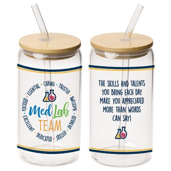 Medical Laboratory Professionals Cooper Glass Can/Tumbler with Bamboo Lid & Straw 16-Oz. from Positive Promotions