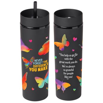 Never Forget the Difference You Make Black Canyon 2-in-1 Tumbler & Sipper 16 oz. from Positive Promotions