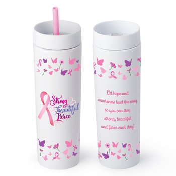 12 Pack Pink Ribbon Aluminum Water Bottles - Breast Cancer Awareness Reusable Bottles For Events & Fundraisers