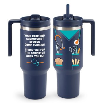 Scrub Top Quencher Stainless-Steel/Plastic-Lined Tumbler 40 oz. With Handle from Positive Promotions