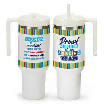 Proud Member of an Amazing Team Quencher Stainless-Steel/Plastic-Lined Tumbler 40 oz. With Handle from Positive Promotions