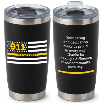 911 Dispatchers Flag Templock Stainless-Steel Vacuum-Insulated Tumbler 20 oz. from Positive Promotions