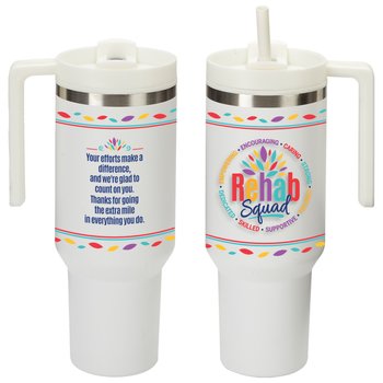 Rehab Squad Quencher Stainless-Steel/Plastic-Lined Tumbler 40 oz. With Handle from Positive Promotions