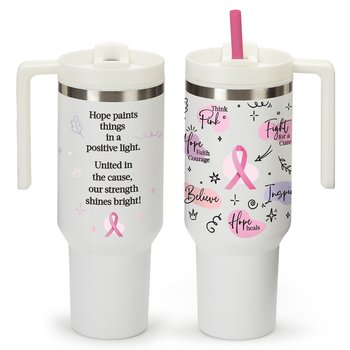 Affirmation Blurbs Quencher Stainless-Steel/Plastic-Lined Tumbler 40 oz. With Handle from Positive Promotions