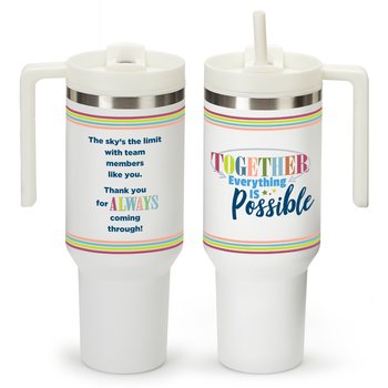 Together Everything Is Possible Quencher Stainless-Steel/Plastic-Lined Tumbler 40 oz. With Handle from Positive Promotions