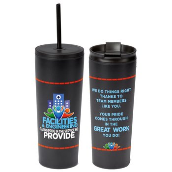 Facilities & Engineering: Taking Pride in the Service We Provide Sleek Stainless-Steel/Plastic Tumbler With Dual Lids 24 oz. from Positive Promotions
