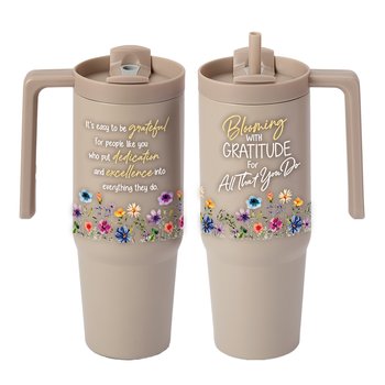 Blooming With Gratitude for All That You Do HydroSip Double-Wall Stainless Vacuum-Insulated Tumbler 30 oz. With Handle from Positive Promotions