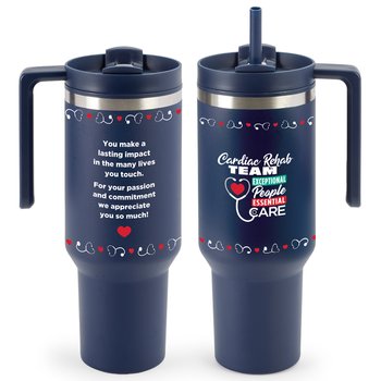 Cardiac Rehab Team: Exceptional People, Essential Care Quencher Stainless-Steel/Plastic-Lined Tumbler 40 oz. With Handle from Positive Promotions