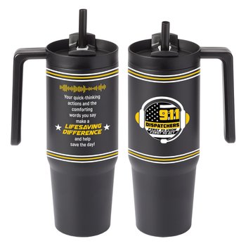 911 Dispatchers: First to Know, First to Act HydroSip Double-Wall Stainless Vacuum-Insulated Tumbler 30 oz. With Handle from Positive Promotions