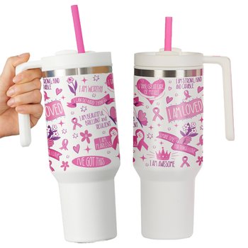 Affirmations Quencher Stainless-Steel/Plastic-Lined Tumbler 40 oz. With Handle from Positive Promotions