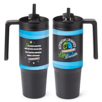 Respiratory Therapists: A Matter Of Life And Breath HydroSip Double-Wall Stainless Vacuum-Insulated Tumbler 30 oz. With Handle from Positive Promotions