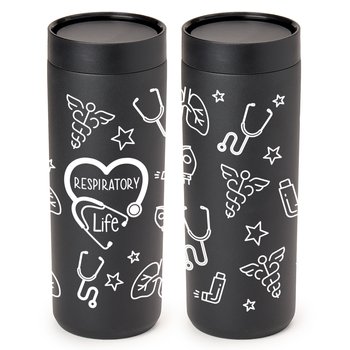 Respiratory Life 360° Sipper Push & Sip Double-Wall Stainless-Steel Vacuum-Insulated Spill-Proof Tumbler 18 oz. from Positive Promotions
