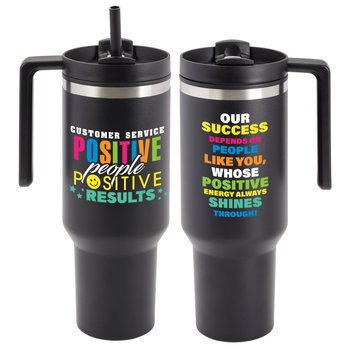 Customer Service Quencher Stainless Steel/Plastic-Lined Tumbler With Handle 40-Oz. from Positive Promotions