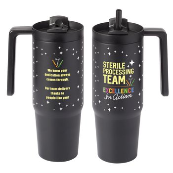 Sterile Processing Team: Excellence In Action HydroSip Double-Wall Stainless Vacuum-Insulated Tumbler 30 oz. With Handle from Positive Promotions