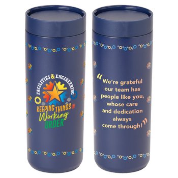 Facilities & Engineering: Keeping Things In Working Order 360° Sipper Push & Sip Double-Wall Stainless-Steel Vacuum-Insulated Spill-Proof Tumbler 18 oz. from Positive Promotions