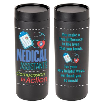 Medical Assistants: Compassion In Action 360° Sipper Push & Sip Double-Wall Stainless-Steel Vacuum-Insulated Spill-Proof Tumbler 18 oz. from Positive Promotions