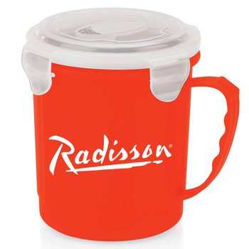 Red Soup Mug 24-Oz. with Locking Lid - Personalization Available from Positive Promotions