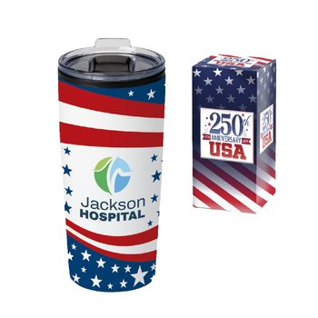 USA 250th Anniversary Flag Teton Stainless-Steel Tumbler 20 oz. in Gift Box - Personalization Available from Positive Promotions
