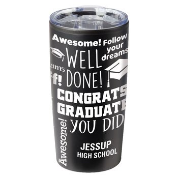 Black Congrats, Graduate! (Word Cloud) Teton Stainless-Steel Tumbler 20 oz. - One-Color Personalization Available from Positive Promotions