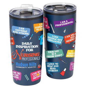 Daily Inspiration for Nursing Professionals ColorBlast 360° Teton Stainless-Steel Tumbler 20 oz. - Personalization Available from Positive Promotions