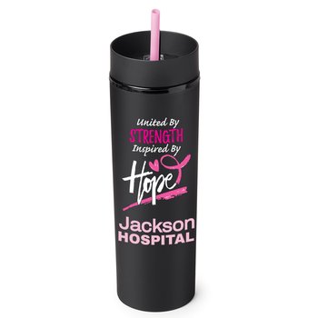 Black Canyon 2-in-1 Tumbler & Sipper 16 oz. With Pink Straw - Personalization Available from Positive Promotions