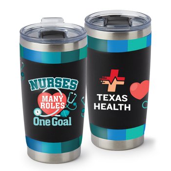 Nurses: Many Roles, One Goal Black Templock Stainless-Steel Vacuum-Insulated Tumbler 20 oz. - Personalization Available from Positive Promotions