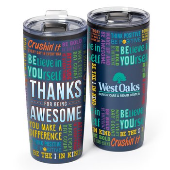 Thanks for Being Awesome Motivational Word Cloud Teton Stainless-Steel Tumbler 20 oz. - Personalization Available from Positive Promotions