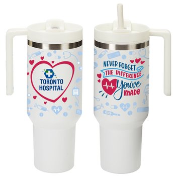Never Forget the Difference You've Made Quencher Stainless-Steel/Plastic-Lined Tumbler 40 oz. With Handle - Personalization Available from Positive Promotions