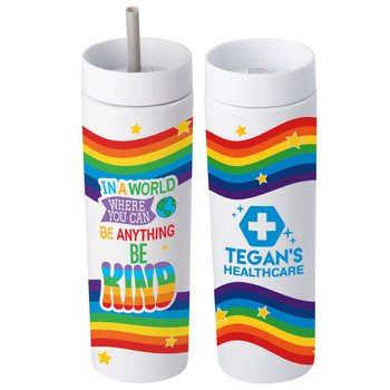 In a World Where You Can Be Anything, Be Kind Canyon 2-in-1 Tumbler & Sipper 16 oz. - One-Color Personalization Available from Positive Promotions