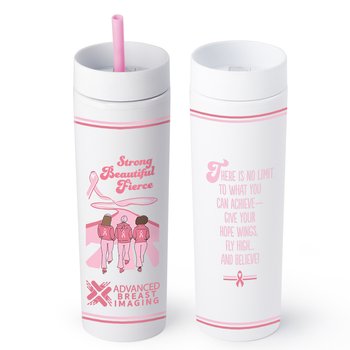 Strong, Beautiful, Fierce Ladies Canyon 2-in-1 Tumbler & Sipper 16 oz. - One-Color Personalization Available from Positive Promotions