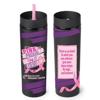 Pink and Proud, Say It Loud! Canyon 2-in-1 Tumbler & Sipper 16 oz. - One-Color Personalization Available from Positive Promotions