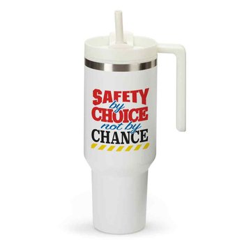 Workplace Safety White Quencher Stainless-Steel/Plastic-Lined Tumbler 40 oz. With Handle - Personalization Available from Positive Promotions