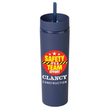 Workplace Safety Navy Canyon 2-in-1 Tumbler & Sipper 16 oz. - Personalization Available from Positive Promotions