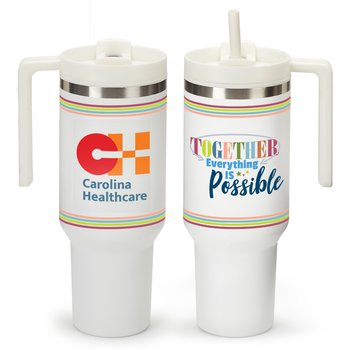 Together Everything Is Possible Quencher Stainless-Steel/Plastic-Lined Tumbler 40 oz. With Handle - Personalization Available from Positive Promotions