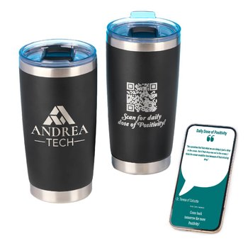 Daily Dose of Positivity QR Black Templock Stainless-Steel Vacuum-Insulated Tumbler 20 oz. - Laser-Engraved Personalization Available from Positive Promotions