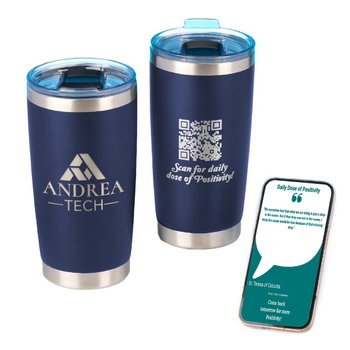 Daily Dose of Positivity QR Navy Templock Stainless-Steel Vacuum-Insulated Tumbler 20 oz. - Laser-Engraved Personalization Available from Positive Promotions
