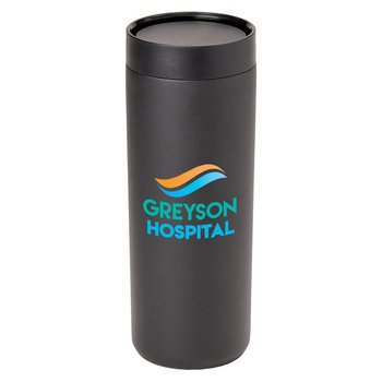 Black 360° Sipper Push & Sip Double-Wall Stainless-Steel Vacuum-Insulated Spill-Proof Tumbler 18 oz. - Personalization Available from Positive Promotions