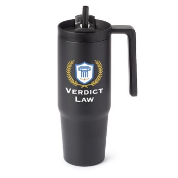 Black HydroSip Double-Wall Stainless Vacuum-Insulated Tumbler 30 oz. With Handle - Personalization Available from Positive Promotions