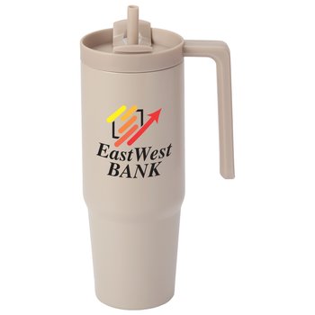 Tan HydroSip Double-Wall Stainless Vacuum-Insulated Tumbler 30 oz. With Handle - Personalization Available from Positive Promotions
