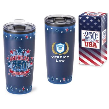USA 250th Anniversary Stars Teton Stainless-Steel Tumbler 20 oz. in Gift Box - Personalization Available from Positive Promotions