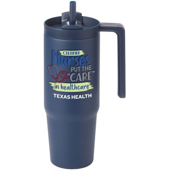Certified Nurses Navy HydroSip Double-Wall Stainless Vacuum-Insulated Tumbler 30 oz. With Handle - Personalization Available from Positive Promotions