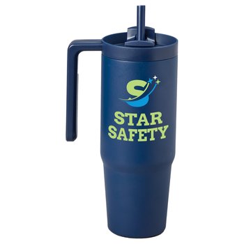 Workplace Safety Navy Hydrosip Double-Wall Stainless Vacuum Insulated Tumbler 30-Oz. With Handle - Personalized from Positive Promotions