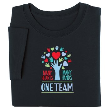 Many Hearts, Many Hands, One Team Unisex Short-Sleeved T-Shirt from Positive Promotions
