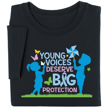 Young Voices Deserve Big Protection Unisex Short-Sleeved T-Shirt from Positive Promotions