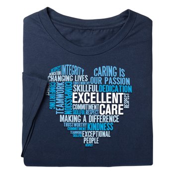 Excellent Care Word Heart Unisex Short-Sleeved T-Shirt from Positive Promotions