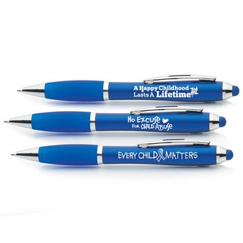 Child Abuse Prevention Curve Stylus Pen Assortment - Pack of 25 from Positive Promotions