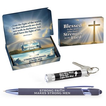 Men of Faith Ultimate Soft-Touch Metal Stylus Pen & Aluminum Flashlight Key Tag Gift Set from Positive Promotions