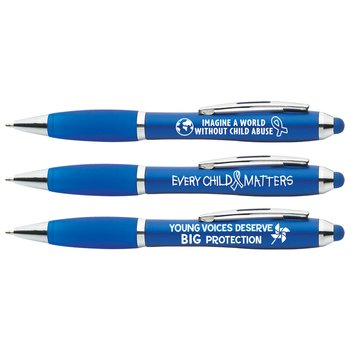 Child Abuse Prevention Curve Stylus Pen Assortment - Pack of 25 from Positive Promotions