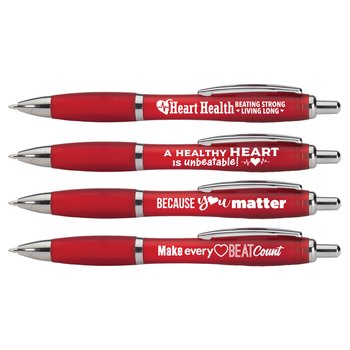 Heart Health Awareness Satin Grip Pen Assortment - Pack of 100 from Positive Promotions